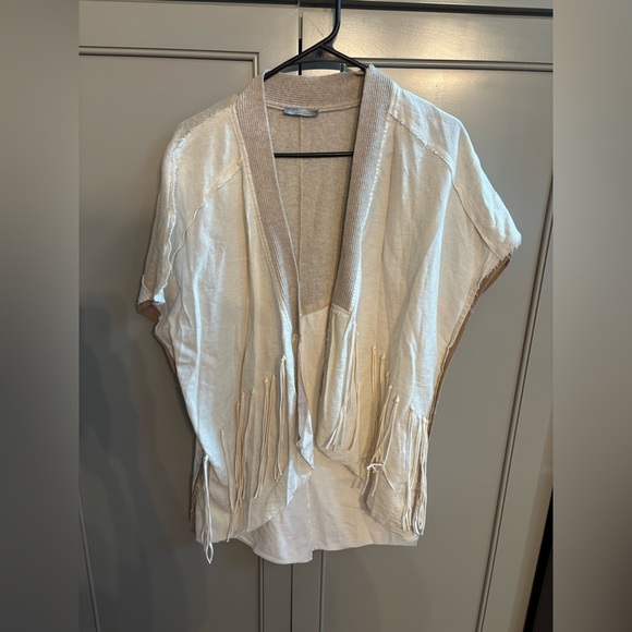 Zara W&B Collection Western Rodeo Raw Hem Tassel Poncho Kimono.S - Picture 1 of 5